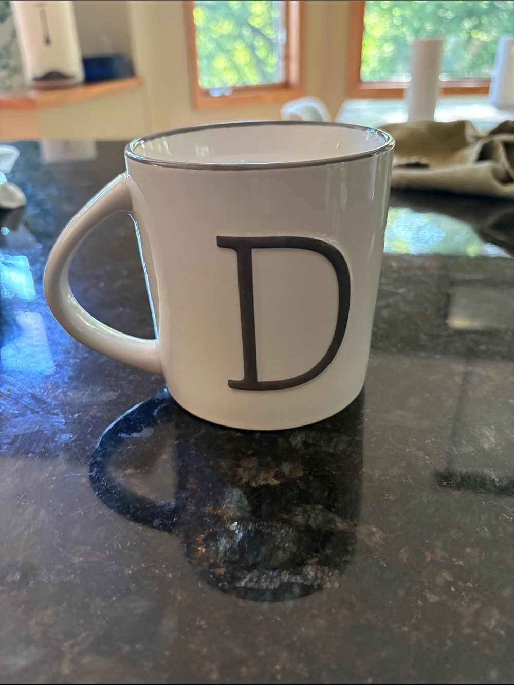 White ceramic Monogram 'D' Coffee Mug
